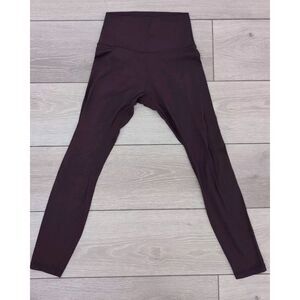 Lululemon Wunder‎ Under Tight Crop Womens Burgundy Leggings Mid Rise Stretch 23"